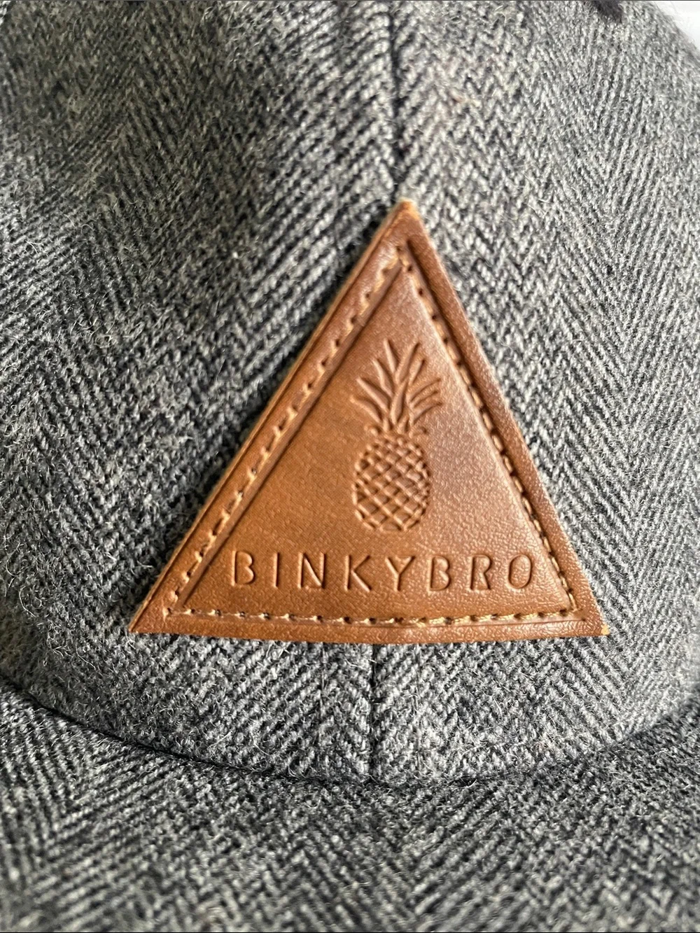 Binky Boo Kids Gray Herringbone Cap with Leather Patch (Toddler size)